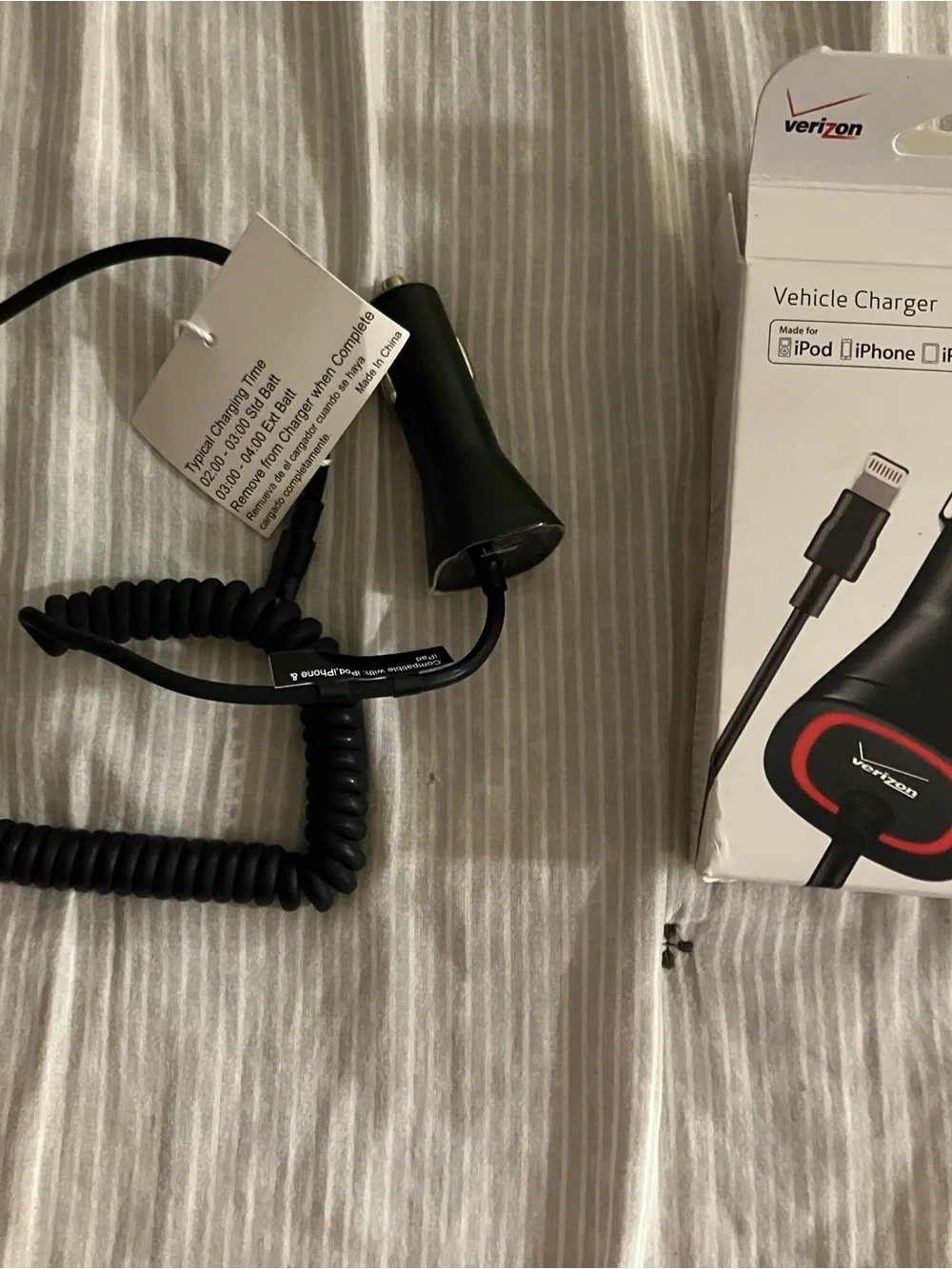 Verizon Black Vehicle Car Charger with 9 ft Coiled Cable